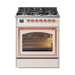 Ilve UN30NMPAWPLP Ilve Un30Nmpawplp Nostalgie Ii Noblesse 30" Dual Fuel Range (Liquid Propane, Triple Glass Door, Antique White, Copper) Freestanding Ranges freestanding dual fuel range 30 inch