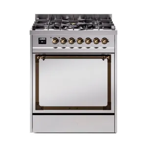 Ilve UN30QNMPSSBLP Ilve Un30Qnmpssblp Nostalgie Ii Noblesse 30" Dual Fuel Range (Liquid Propane, Solid Door, Stainless Steel, Burnished) Freestanding Ranges freestanding dual fuel range 30 inch