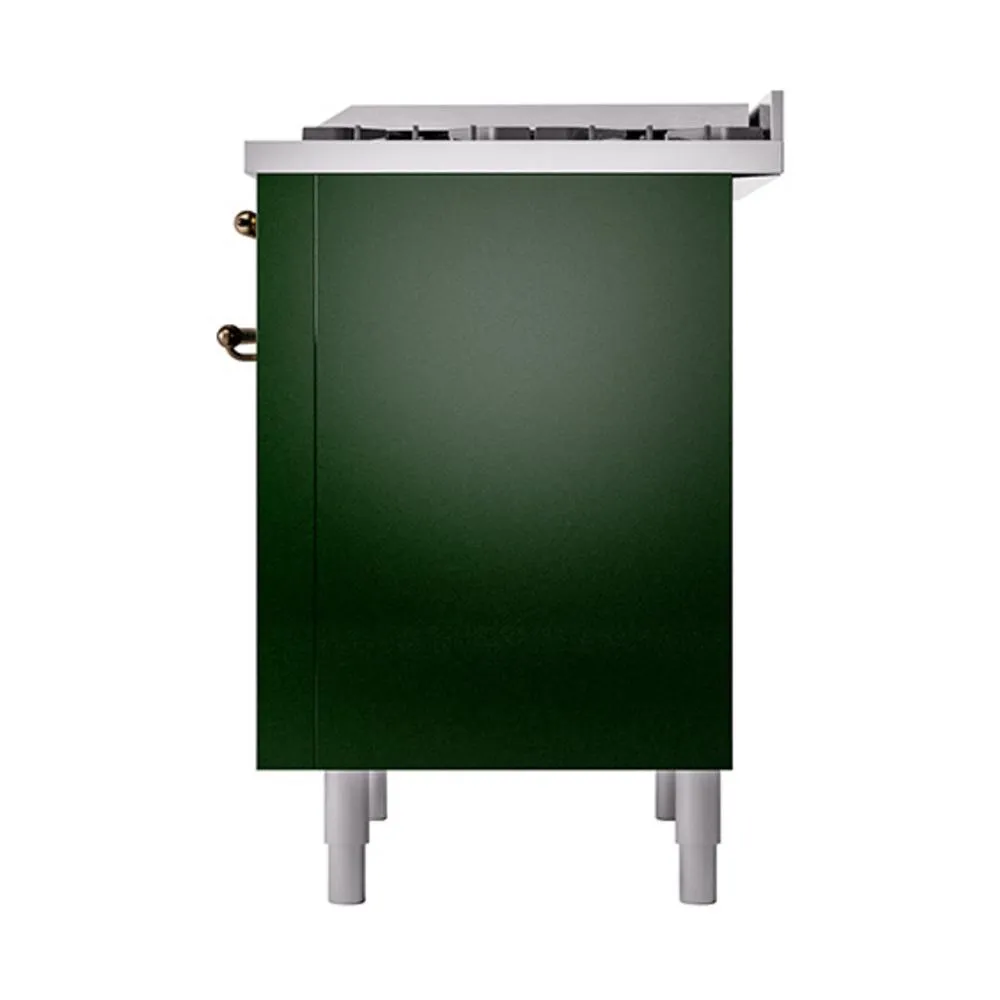 Ilve UN36FQNMPEGBLP Ilve Un36Fqnmpegblp Nostalgie Ii Noblesse 36" Dual Fuel Range (Liquid Propane, Solid Door, Emerald Green, Burnished)