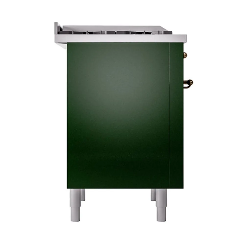 Ilve UN36FQNMPEGBLP Ilve Un36Fqnmpegblp Nostalgie Ii Noblesse 36" Dual Fuel Range (Liquid Propane, Solid Door, Emerald Green, Burnished)