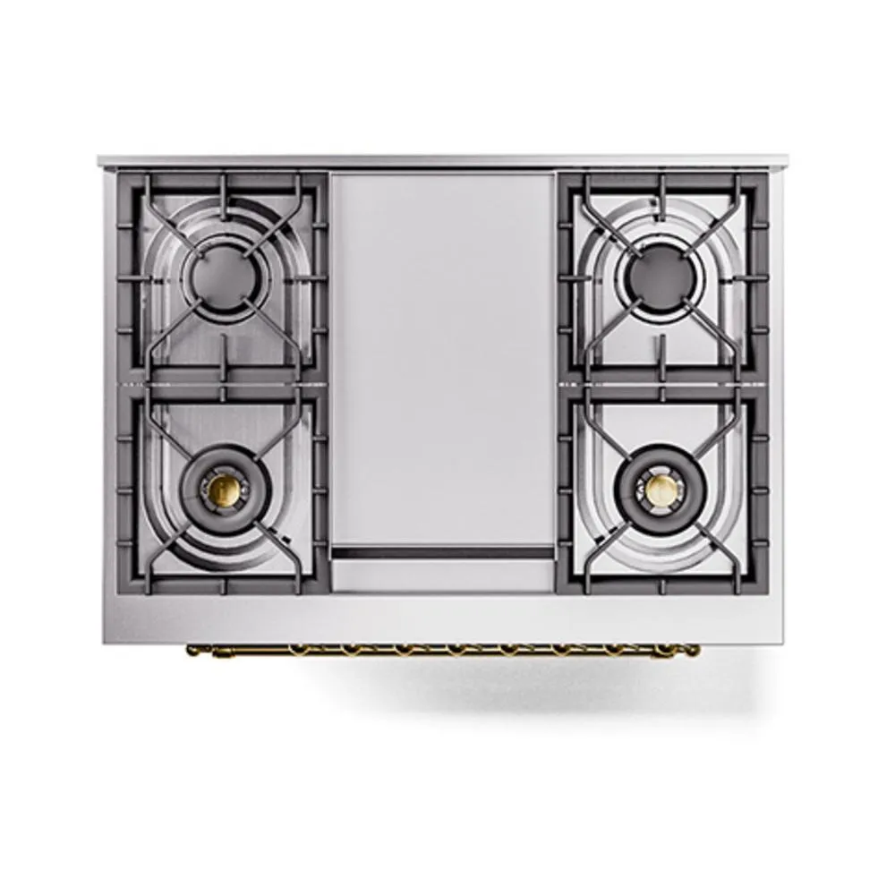 Ilve UN36FQNMPMBGLP Ilve Un36Fqnmpmbglp Nostalgie Ii Noblesse 36" Dual Fuel Range (Liquid Propane, Solid Door, Midnight Blue, Brass)