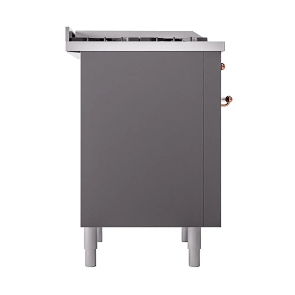 Ilve UN36FQNMPMGPLP Ilve Un36Fqnmpmgplp Nostalgie Ii Noblesse 36" Dual Fuel Range (Liquid Propane, Solid Door, Graphite Matte, Copper)