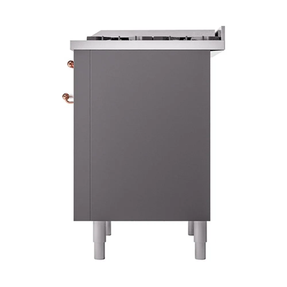 Ilve UN36FQNMPMGPLP Ilve Un36Fqnmpmgplp Nostalgie Ii Noblesse 36" Dual Fuel Range (Liquid Propane, Solid Door, Graphite Matte, Copper)
