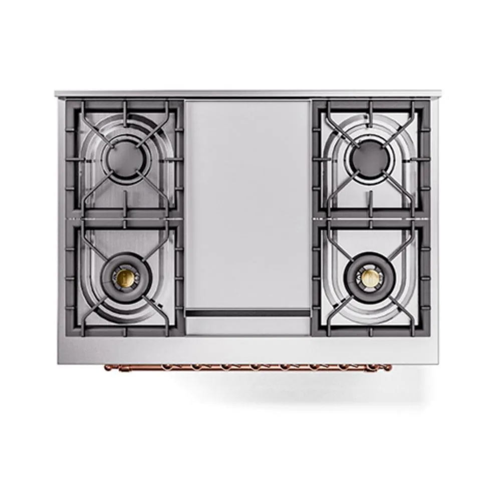 Ilve UN36FQNMPWHP Ilve Un36Fqnmpwhp Nostalgie Ii Noblesse 36" Dual Fuel Range (Natural Gas, Solid Door, White, Copper)