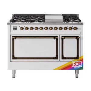 Ilve UN48FQNMPRAB Ilve Un48Fqnmprab Nostalgie Ii Noblesse 48" Dual Fuel Range (8 Sealed Burners   Griddle, Natural Gas, Solid Door, Ral, Burnished) Freestanding Ranges freestanding dual fuel range 30 inch