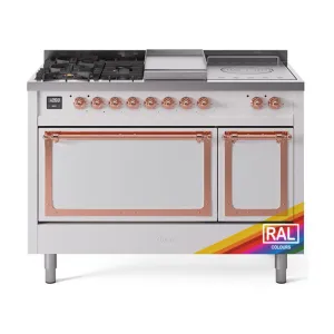 Ilve UN48FSQNMPRAPLP Ilve Un48Fsqnmpraplp Nostalgie Ii Noblesse 48" Dual Fuel Range (5 Sealed Burners   Griddle   French Top, Liquid Propane, Solid Door, Ral, Copper) Freestanding Ranges freestanding dual fuel range 30 inch