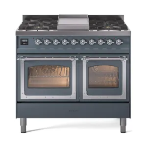 Ilve UND40FNMPBGCLP Ilve Und40Fnmpbgclp Nostalgie Ii Noblesse 40" Dual Fuel Range (Liquid Propane, Triple Glass Door, Blue Grey, Chrome) Freestanding Ranges freestanding dual fuel range 30 inch