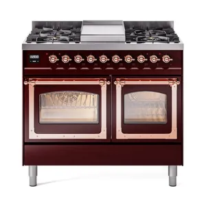 Ilve UND40FNMPBUP Ilve Und40Fnmpbup Nostalgie Ii Noblesse 40" Dual Fuel Range (Natural Gas, Triple Glass Door, Burgundy, Copper) Freestanding Ranges freestanding dual fuel range 30 inch