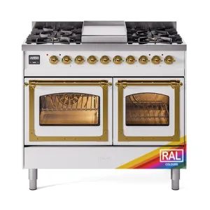 Ilve UND40FNMPRAG Ilve Und40Fnmprag Nostalgie Ii Noblesse 40" Dual Fuel Range (Natural Gas, Triple Glass Door, Ral, Brass) Freestanding Ranges freestanding dual fuel range 30 inch