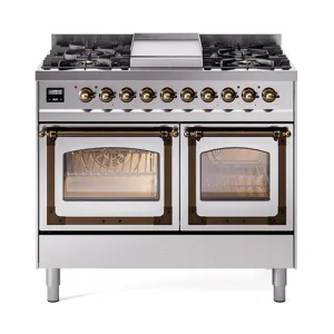 Ilve UND40FNMPSSBLP Ilve Und40Fnmpssblp Nostalgie Ii Noblesse 40" Dual Fuel Range (Liquid Propane, Triple Glass Door, Stainless Steel, Burnished) Freestanding Ranges freestanding dual fuel range 30 inch