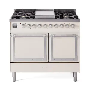 Ilve UND40FQNMPAWCLP Ilve Und40Fqnmpawclp Nostalgie Ii Noblesse 40" Dual Fuel Range (Liquid Propane, Solid Door, Antique White, Chrome) Freestanding Ranges freestanding dual fuel range 30 inch