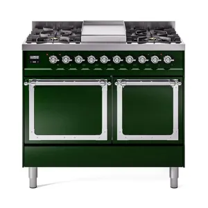 Ilve UND40FQNMPEGCLP Ilve Und40Fqnmpegclp Nostalgie Ii Noblesse 40" Dual Fuel Range (Liquid Propane, Solid Door, Emerald Green, Chrome) Freestanding Ranges freestanding dual fuel range 30 inch