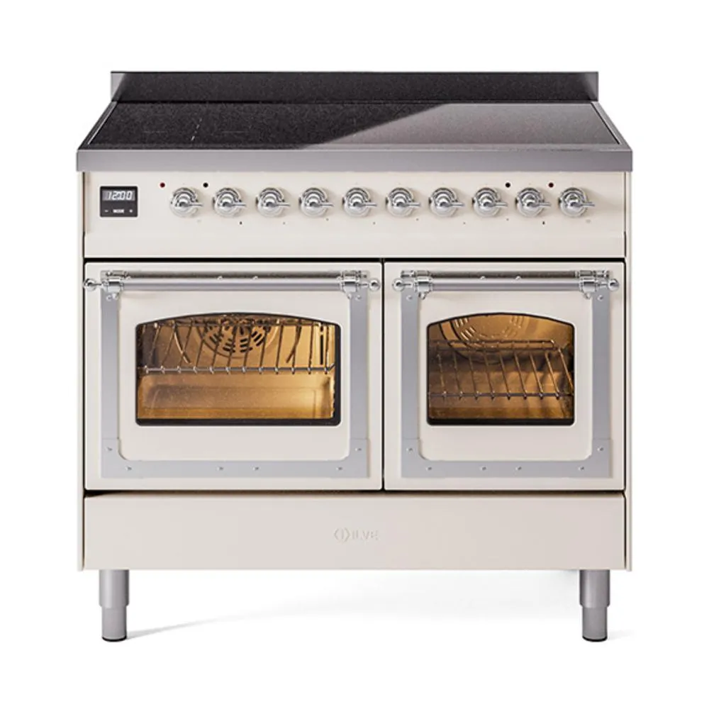Ilve UNDI406NMPAWC Ilve Undi406Nmpawc Nostalgie Ii Noblesse 40" Induction Range (Triple Glass Door, Antique White, Chrome) Freestanding Ranges freestanding dual fuel range 30 inch