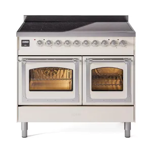 Ilve UNDI406NMPAWC Ilve Undi406Nmpawc Nostalgie Ii Noblesse 40" Induction Range (Triple Glass Door, Antique White, Chrome) Freestanding Ranges freestanding dual fuel range 30 inch
