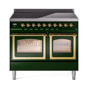 Ilve UNDI406NMPEGG Ilve Undi406Nmpegg Nostalgie Ii Noblesse 40" Induction Range (Triple Glass Door, Emerald Green, Brass) Freestanding Ranges freestanding dual fuel range 30 inch