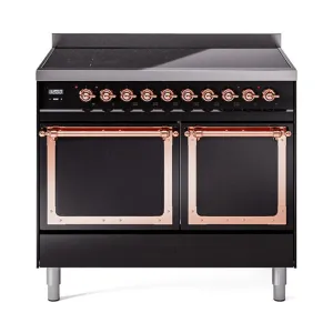 Ilve UNDI406QNMPBKP Ilve Undi406Qnmpbkp Nostalgie Ii Noblesse 40" Induction Range (Solid Door, Glossy Black, Copper) Freestanding Ranges freestanding dual fuel range 30 inch
