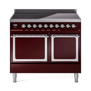 Ilve UNDI406QNMPBUC Ilve Undi406Qnmpbuc Nostalgie Ii Noblesse 40" Induction Range (Solid Door, Burgundy, Chrome) Freestanding Ranges freestanding dual fuel range 30 inch