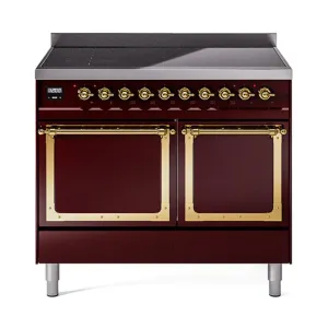 Ilve UNDI406QNMPBUG Ilve Undi406Qnmpbug Nostalgie Ii Noblesse 40" Induction Range (Solid Door, Burgundy, Brass) Freestanding Ranges freestanding dual fuel range 30 inch