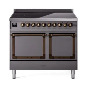 Ilve UNDI406QNMPMGB Ilve Undi406Qnmpmgb Nostalgie Ii Noblesse 40" Induction Range (Solid Door, Graphite Matte, Burnished) Freestanding Ranges freestanding dual fuel range 30 inch