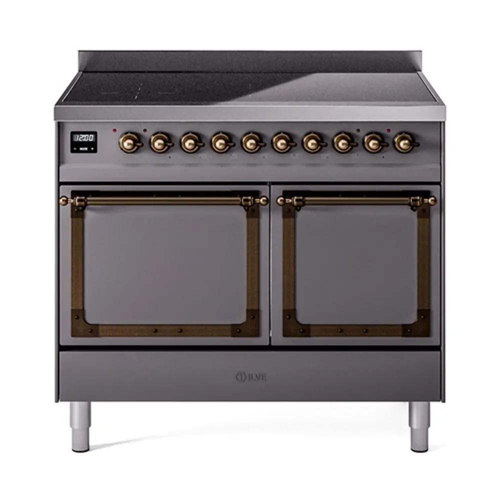 Ilve UNDI406QNMPMGB Ilve Undi406Qnmpmgb Nostalgie Ii Noblesse 40" Induction Range (Solid Door, Graphite Matte, Burnished) Freestanding Ranges freestanding dual fuel range 30 inch