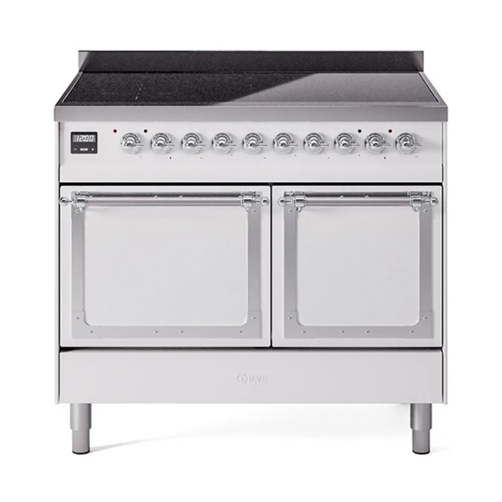 Ilve UNDI406QNMPWHC Ilve Undi406Qnmpwhc Nostalgie Ii Noblesse 40" Induction Range (Solid Door, White, Chrome) Freestanding Ranges freestanding dual fuel range 30 inch