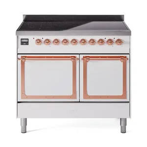 Ilve UNDI406QNMPWHP Ilve Undi406Qnmpwhp Nostalgie Ii Noblesse 40" Induction Range (Solid Door, White, Copper) Freestanding Ranges freestanding dual fuel range 30 inch