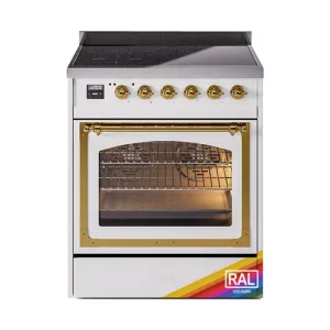 Ilve UNI304NMPRAG Ilve Uni304Nmprag Nostalgie Ii Noblesse 30" Induction Range (Triple Glass Door, Ral, Brass) Freestanding Ranges freestanding dual fuel range 30 inch