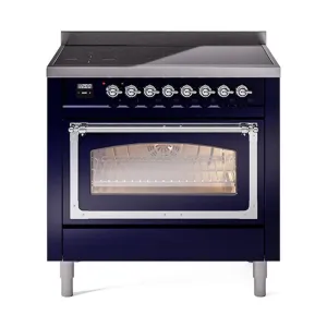 Ilve UNI366NMPMBC Ilve Uni366Nmpmbc Nostalgie Ii Noblesse 36" Induction Range (Triple Glass Door, Midnight Blue, Chrome) Freestanding Ranges freestanding dual fuel range 30 inch