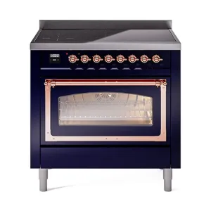Ilve UNI366NMPMBP Ilve Uni366Nmpmbp Nostalgie Ii Noblesse 36" Induction Range (Triple Glass Door, Midnight Blue, Copper) Freestanding Ranges freestanding dual fuel range 30 inch