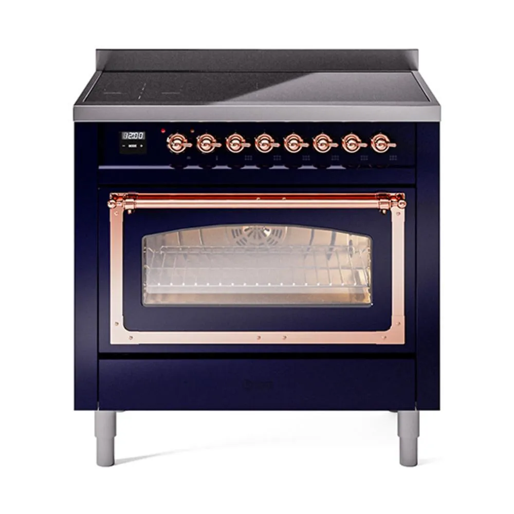 Ilve UNI366NMPMBP Ilve Uni366Nmpmbp Nostalgie Ii Noblesse 36" Induction Range (Triple Glass Door, Midnight Blue, Copper) Freestanding Ranges freestanding dual fuel range 30 inch