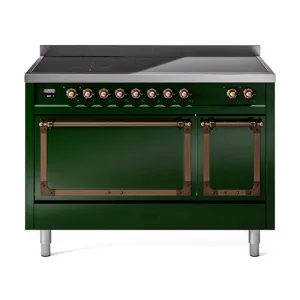 Ilve UNI486QNMPEGB Ilve Uni486Qnmpegb Nostalgie Ii Noblesse 48" Induction Range (Solid Door, Emerald Green, Burnished) Freestanding Ranges freestanding dual fuel range 30 inch