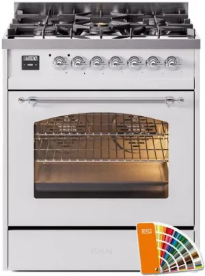Ilve UP30NMPRAC Nostalgie Ii 30 Inch Dual Fuel Natural Gas Freestanding Range In Ral Custom Color With Chrome Trim Freestanding Ranges freestanding dual fuel range 30 inch