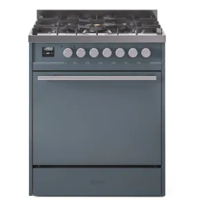 Ilve UP30QMPBGLP Professional Plus Ii 30 Inch Dual Fuel Liquid Propane Freestanding Range In Blue Grey With Trim Freestanding Ranges freestanding dual fuel range 30 inch