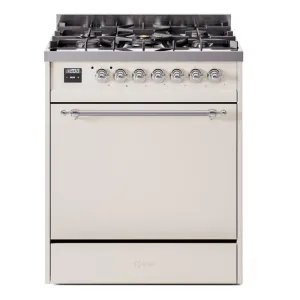 Ilve UP30QNMPAWCLP Nostalgie Ii 30 Inch Dual Fuel Liquid Propane Freestanding Range In Antique White With Chrome Trim Freestanding Ranges freestanding dual fuel range 30 inch