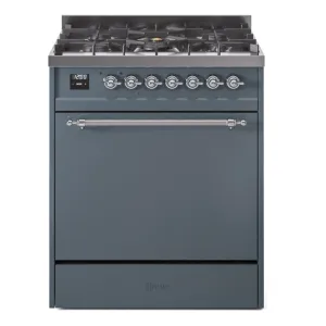 Ilve UP30QNMPBGCLP Nostalgie Ii 30 Inch Dual Fuel Liquid Propane Freestanding Range In Blue Grey With Chrome Trim Freestanding Ranges freestanding dual fuel range 30 inch