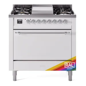 Ilve UP36FQNMPRAC Nostalgie Ii 36 Inch Dual Fuel Natural Gas Freestanding Range In Ral Custom Color With Chrome Trim Freestanding Ranges freestanding dual fuel range 30 inch