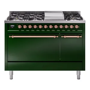 Ilve UP48FQNMPEGPLP Nostalgie Ii 48 Inch Dual Fuel Liquid Propane Freestanding Range In Emerald Green With Copper Trim Freestanding Ranges freestanding dual fuel range 30 inch
