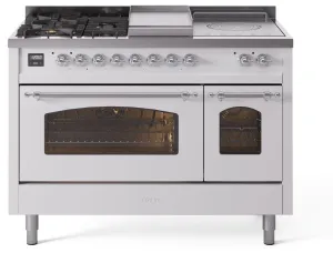 Ilve UP48FSNMPWHC Nostalgie Ii 48 Inch Dual Fuel Natural Gas Freestanding Range In White With Chrome Trim Freestanding Ranges freestanding dual fuel range 30 inch