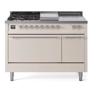Ilve UP48FSQNMPAWC Nostalgie Ii 48 Inch Dual Fuel Natural Gas Freestanding Range In Varies With Antique White Trim Freestanding Ranges freestanding dual fuel range 30 inch