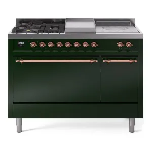 Ilve UP48FSQNMPEGP Nostalgie Ii 48 Inch Dual Fuel Natural Gas Freestanding Range In Emerald Green With Copper Trim Freestanding Ranges freestanding dual fuel range 30 inch