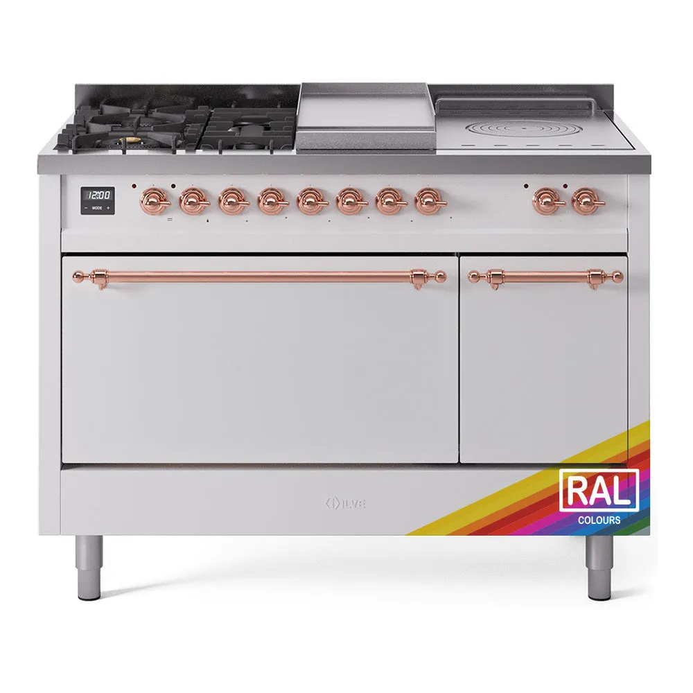 Ilve UP48FSQNMPRAPLP Nostalgie Ii 48 Inch Dual Fuel Liquid Propane Freestanding Range In Ral Custom Color With Copper Trim Freestanding Ranges freestanding dual fuel range 30 inch