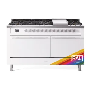 Ilve UP60FQMPRA Ilve Professional Plus Ii 60 Up60Fqmpra Freestanding Dual Fuel Range With 9 Sealed Burners Double Oven With Solid Door In Ral Color With Stainless Steel Knobs Freestanding Ranges freestanding dual fuel range 30 inch