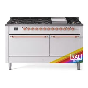 Ilve UP60FQNMPRAP Nostalgie Ii 60 Inch Dual Fuel Natural Gas Freestanding Range In Ral Custom Color With Copper Trim Freestanding Ranges freestanding dual fuel range 30 inch