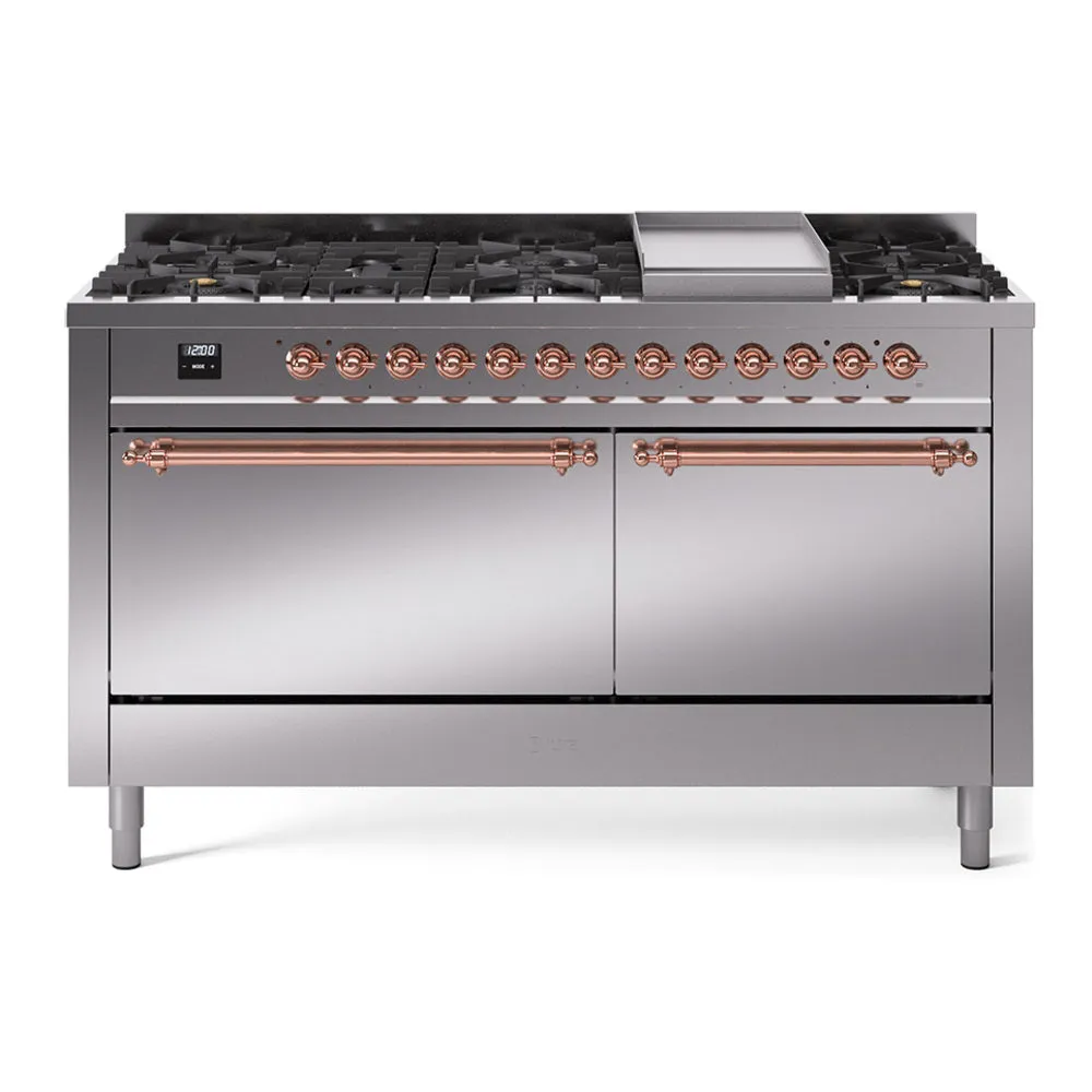 Ilve UP60FQNMPSSPLP Nostalgie Ii 60 Inch Dual Fuel Liquid Propane Freestanding Range In Stainless Steel With Copper Trim Freestanding Ranges freestanding dual fuel range 30 inch