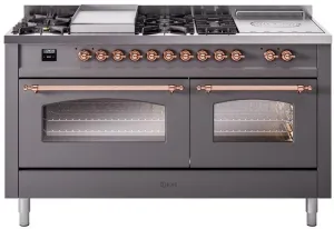 Ilve UP60FSNMPMGP Nostalgie Ii 60 Inch Dual Fuel Natural Gas Freestanding Range In Matte Graphite With Copper Trim Freestanding Ranges freestanding dual fuel range 30 inch