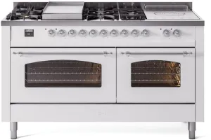 Ilve UP60FSNMPWHCLP Nostalgie Ii 60 Inch Dual Fuel Liquid Propane Freestanding Range In White With Chrome Trim Freestanding Ranges freestanding dual fuel range 30 inch
