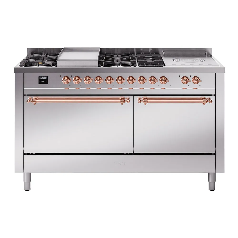 Ilve UP60FSQNMPSSPLP Nostalgie Ii 60 Inch Dual Fuel Liquid Propane Freestanding Range In Stainless Steel With Copper Trim Freestanding Ranges freestanding dual fuel range 30 inch