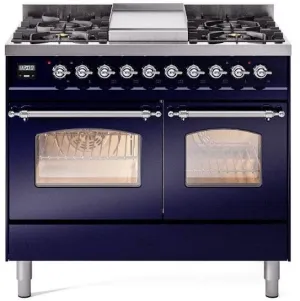 Ilve UPD40FNMPMBC Nostalgie Ii 40 Inch Dual Fuel Natural Gas Freestanding Range In Blue With Chrome Trim Freestanding Ranges freestanding dual fuel range 30 inch