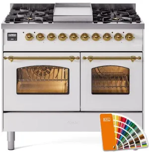Ilve UPD40FNMPRAGLP Nostalgie Ii 40 Inch Dual Fuel Liquid Propane Freestanding Range In Ral Custom Color With Brass Trim Freestanding Ranges freestanding dual fuel range 30 inch