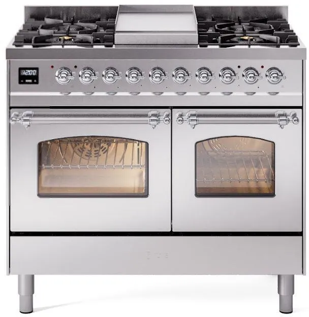 Ilve UPD40FNMPSSCLP Nostalgie Ii 40 Inch Dual Fuel Liquid Propane Freestanding Range In Stainless Steel With Chrome Trim Freestanding Ranges freestanding dual fuel range 30 inch